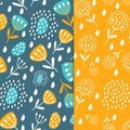 Tropical background with exotic plants. Fabric design, Wallpaper, textiles, books, printing, magazine. Set of seamless patterns wi Royalty Free Stock Photo